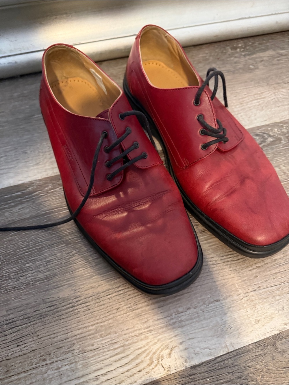 Bally Red Leather Derby Shoes